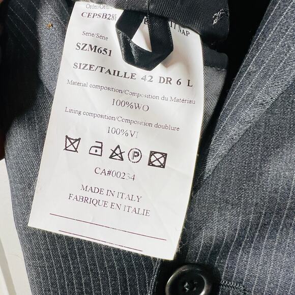 Zegna Saks Fifth Avenue Suit Jacket Blazer 2 Button Pinstripe Formal - 42 - Picture 8 of 8